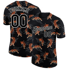 Load image into Gallery viewer, Custom Black White 3D Pattern Design Tiger Performance T-Shirt