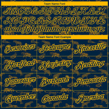 Load image into Gallery viewer, Custom Navy Gold 3D Pattern Design Tiger Performance T-Shirt