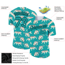 Load image into Gallery viewer, Custom Aqua Black 3D Pattern Design Tiger Performance T-Shirt
