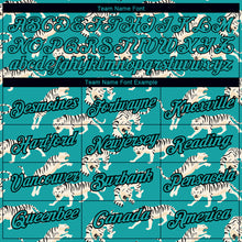 Load image into Gallery viewer, Custom Aqua Black 3D Pattern Design Tiger Performance T-Shirt