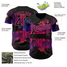 Загрузить изображение в средство просмотра галереи, Custom Black Pink 3D Pattern Design Hawaii Palm Trees Authentic Baseball Jersey