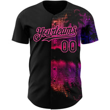 Загрузить изображение в средство просмотра галереи, Custom Black Pink 3D Pattern Design Hawaii Palm Trees Authentic Baseball Jersey