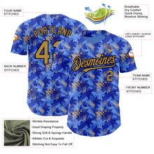 Загрузить изображение в средство просмотра галереи, Custom Light Blue Old Gold-Black 3D Pattern Design Tropical Hawaii Palm Leaves Authentic Baseball Jersey