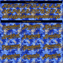 Загрузить изображение в средство просмотра галереи, Custom Light Blue Old Gold-Black 3D Pattern Design Tropical Hawaii Palm Leaves Authentic Baseball Jersey