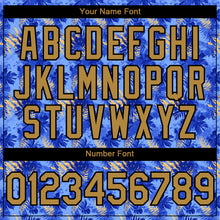 Загрузить изображение в средство просмотра галереи, Custom Light Blue Old Gold-Black 3D Pattern Design Tropical Hawaii Palm Leaves Authentic Baseball Jersey