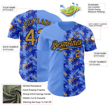 Загрузить изображение в средство просмотра галереи, Custom Light Blue Old Gold-Black 3D Pattern Design Tropical Hawaii Palm Leaves Authentic Baseball Jersey