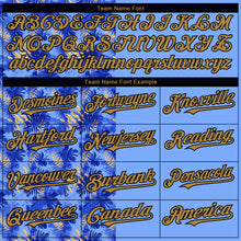 Загрузить изображение в средство просмотра галереи, Custom Light Blue Old Gold-Black 3D Pattern Design Tropical Hawaii Palm Leaves Authentic Baseball Jersey