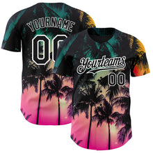 Загрузить изображение в средство просмотра галереи, Custom Pink Black-White 3D Pattern Design Hawaii Palm Trees Authentic Baseball Jersey