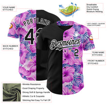 Laden Sie das Bild in den Galerie-Viewer, Custom Pink Black-White 3D Pattern Design Tropical Flower And Hawaii Palm Leaves Authentic Baseball Jersey