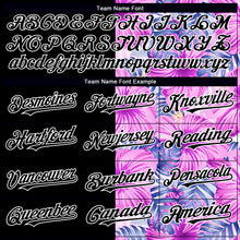 Laden Sie das Bild in den Galerie-Viewer, Custom Pink Black-White 3D Pattern Design Tropical Flower And Hawaii Palm Leaves Authentic Baseball Jersey