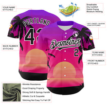 Загрузить изображение в средство просмотра галереи, Custom Purple Black-White 3D Pattern Design Beach Hawaii Palm Trees Authentic Baseball Jersey