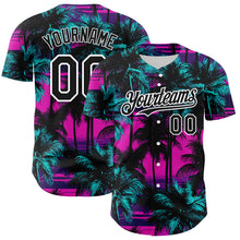 Загрузить изображение в средство просмотра галереи, Custom Pink Black-White 3D Pattern Design Beach Hawaii Palm Trees Authentic Baseball Jersey