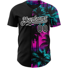 Загрузить изображение в средство просмотра галереи, Custom Pink Black-White 3D Pattern Design Beach Hawaii Palm Trees Authentic Baseball Jersey