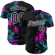Загрузить изображение в средство просмотра галереи, Custom Pink Black-White 3D Pattern Design Beach Hawaii Palm Trees Authentic Baseball Jersey