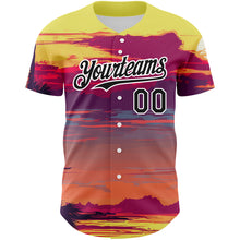 Загрузить изображение в средство просмотра галереи, Custom Yellow Black-White 3D Pattern Design Beach Hawaii Palm Trees Authentic Baseball Jersey