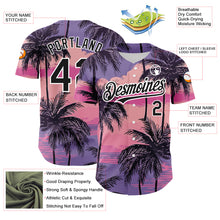 Загрузить изображение в средство просмотра галереи, Custom Purple Black-White 3D Pattern Design Beach Hawaii Palm Trees Authentic Baseball Jersey