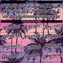 Загрузить изображение в средство просмотра галереи, Custom Purple Black-White 3D Pattern Design Beach Hawaii Palm Trees Authentic Baseball Jersey