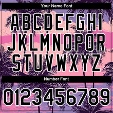 Загрузить изображение в средство просмотра галереи, Custom Purple Black-White 3D Pattern Design Beach Hawaii Palm Trees Authentic Baseball Jersey