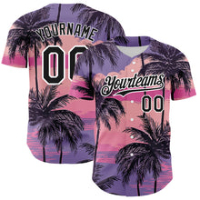 Загрузить изображение в средство просмотра галереи, Custom Purple Black-White 3D Pattern Design Beach Hawaii Palm Trees Authentic Baseball Jersey