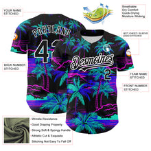 Загрузить изображение в средство просмотра галереи, Custom Black White 3D Pattern Design Beach Hawaii Palm Trees Authentic Baseball Jersey