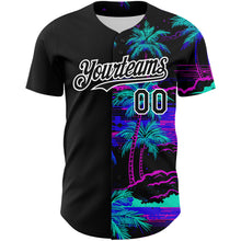 Загрузить изображение в средство просмотра галереи, Custom Black White 3D Pattern Design Beach Hawaii Palm Trees Authentic Baseball Jersey