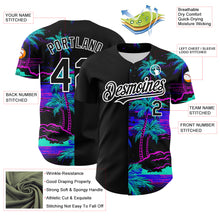 Загрузить изображение в средство просмотра галереи, Custom Black White 3D Pattern Design Beach Hawaii Palm Trees Authentic Baseball Jersey