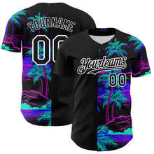 Загрузить изображение в средство просмотра галереи, Custom Black White 3D Pattern Design Beach Hawaii Palm Trees Authentic Baseball Jersey