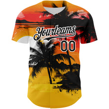 Загрузить изображение в средство просмотра галереи, Custom Yellow Black White 3D Pattern Design Beach Hawaii Palm Trees Authentic Baseball Jersey