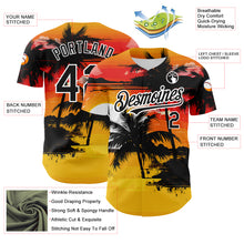 Загрузить изображение в средство просмотра галереи, Custom Yellow Black White 3D Pattern Design Beach Hawaii Palm Trees Authentic Baseball Jersey