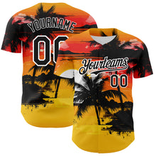 Загрузить изображение в средство просмотра галереи, Custom Yellow Black White 3D Pattern Design Beach Hawaii Palm Trees Authentic Baseball Jersey