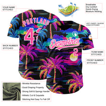 Загрузить изображение в средство просмотра галереи, Custom Black Pink-White 3D Pattern Design Beach Hawaii Palm Trees Authentic Baseball Jersey