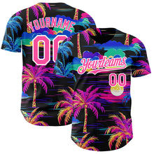 Загрузить изображение в средство просмотра галереи, Custom Black Pink-White 3D Pattern Design Beach Hawaii Palm Trees Authentic Baseball Jersey