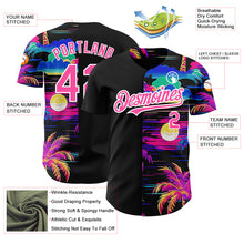 Загрузить изображение в средство просмотра галереи, Custom Black Pink-White 3D Pattern Design Beach Hawaii Palm Trees Authentic Baseball Jersey