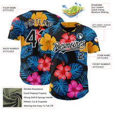 Загрузить изображение в средство просмотра галереи, Custom Black White 3D Pattern Design Tropical Flower And Hawaii Palm Leaves Authentic Baseball Jersey