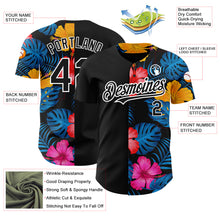 Загрузить изображение в средство просмотра галереи, Custom Black White 3D Pattern Design Tropical Flower And Hawaii Palm Leaves Authentic Baseball Jersey