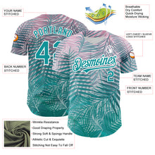 Загрузить изображение в средство просмотра галереи, Custom Teal White 3D Pattern Design Tropical Hawaii Palm Leaves Authentic Baseball Jersey