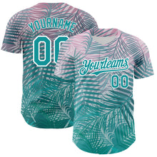Загрузить изображение в средство просмотра галереи, Custom Teal White 3D Pattern Design Tropical Hawaii Palm Leaves Authentic Baseball Jersey