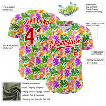 Загрузить изображение в средство просмотра галереи, Custom White Red 3D Pattern Design Tropical Hawaii Palm Leaves Authentic Baseball Jersey