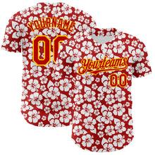 Загрузить изображение в средство просмотра галереи, Custom Red Yellow 3D Pattern Design Tropical Hawaii Flower Authentic Baseball Jersey