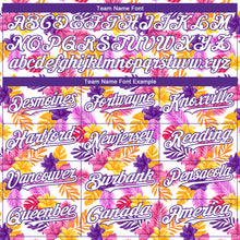 Загрузить изображение в средство просмотра галереи, Custom White Purple 3D Pattern Design Tropical Flower And Hawaii Palm Leaves Authentic Baseball Jersey