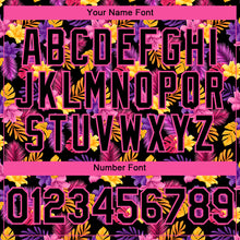 Загрузить изображение в средство просмотра галереи, Custom Black Pink 3D Pattern Design Tropical Flower And Hawaii Palm Leaves Authentic Baseball Jersey