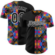 Загрузить изображение в средство просмотра галереи, Custom Black White 3D Pattern Design Tropical Flower And Hawaii Palm Leaves Authentic Baseball Jersey