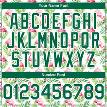 Charger l'image dans la galerie, Custom White Kelly Green 3D Pattern Design Tropical Hawaii Palm Leaves And Flamingo Authentic Baseball Jersey