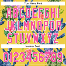 Load image into Gallery viewer, Custom Yellow Pink-White 3D Pattern Design Cactus Festival Authentic Baseball Jersey