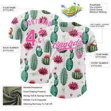 Load image into Gallery viewer, Custom White Pink 3D Pattern Design Cactus Festival Authentic Baseball Jersey