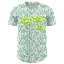 Laden Sie das Bild in den Galerie-Viewer, Custom White Neon Green 3D Pattern Design Cactus Festival Authentic Baseball Jersey