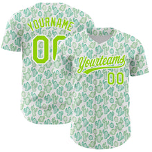 Laden Sie das Bild in den Galerie-Viewer, Custom White Neon Green 3D Pattern Design Cactus Festival Authentic Baseball Jersey