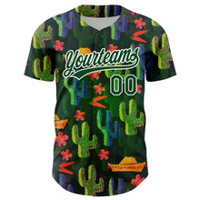 Load image into Gallery viewer, Custom Green White 3D Pattern Design Cactus Festival Authentic Baseball Jersey