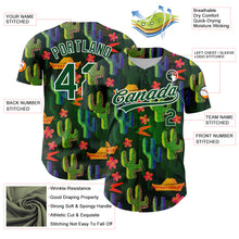 Load image into Gallery viewer, Custom Green White 3D Pattern Design Cactus Festival Authentic Baseball Jersey