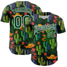 Load image into Gallery viewer, Custom Green White 3D Pattern Design Cactus Festival Authentic Baseball Jersey